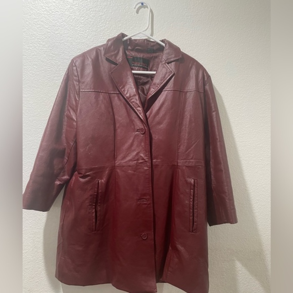 Vintage phase two red leather jacket